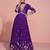 Royal purple golden embroidery sequins thread work gerogette anarkali gown-Full Stitched free size