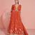 Rust orange golden embroidery sequins thread work gerogette anarkali gown-Full Stitched free size
