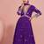 Royal purple golden embroidery sequins thread work gerogette anarkali gown-Full Stitched free size