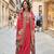 Red embroidery and digital hand work only french crep blouse dhoti-Full Stitched free size