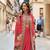 Red embroidery and digital hand work only french crep blouse dhoti-Full Stitched free size