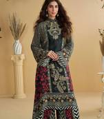 Black and red embroidery and hand work only crep straight long kurti sharara-Full Stitched free size