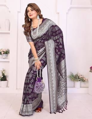 purple premium georgette art silk saree 1