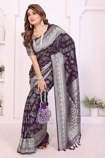 purple premium georgette art silk saree