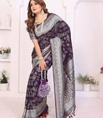 purple premium georgette art silk saree