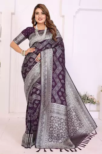 purple premium georgette art silk saree