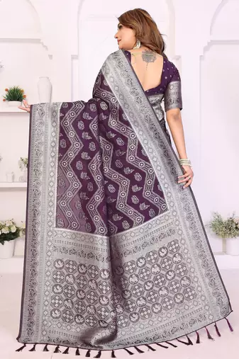 purple premium georgette art silk saree