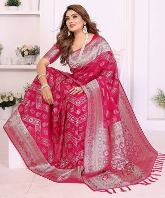 pink premium georgette art silk saree 1