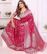 pink premium georgette art silk saree