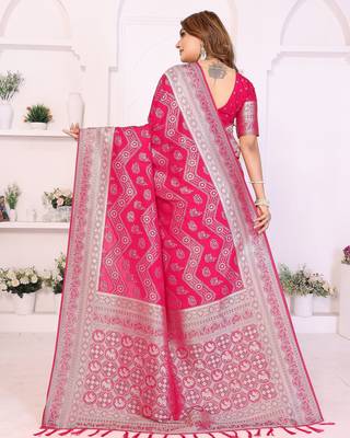 pink premium georgette art silk saree 4
