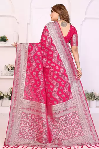 pink premium georgette art silk saree