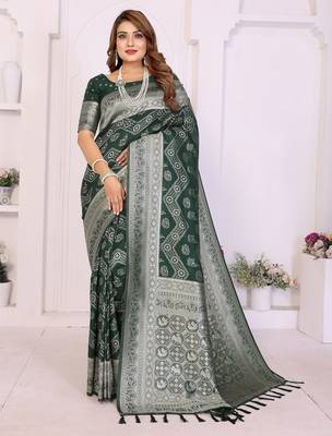 green premium georgette art silk saree 1
