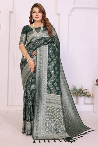 green premium georgette art silk saree