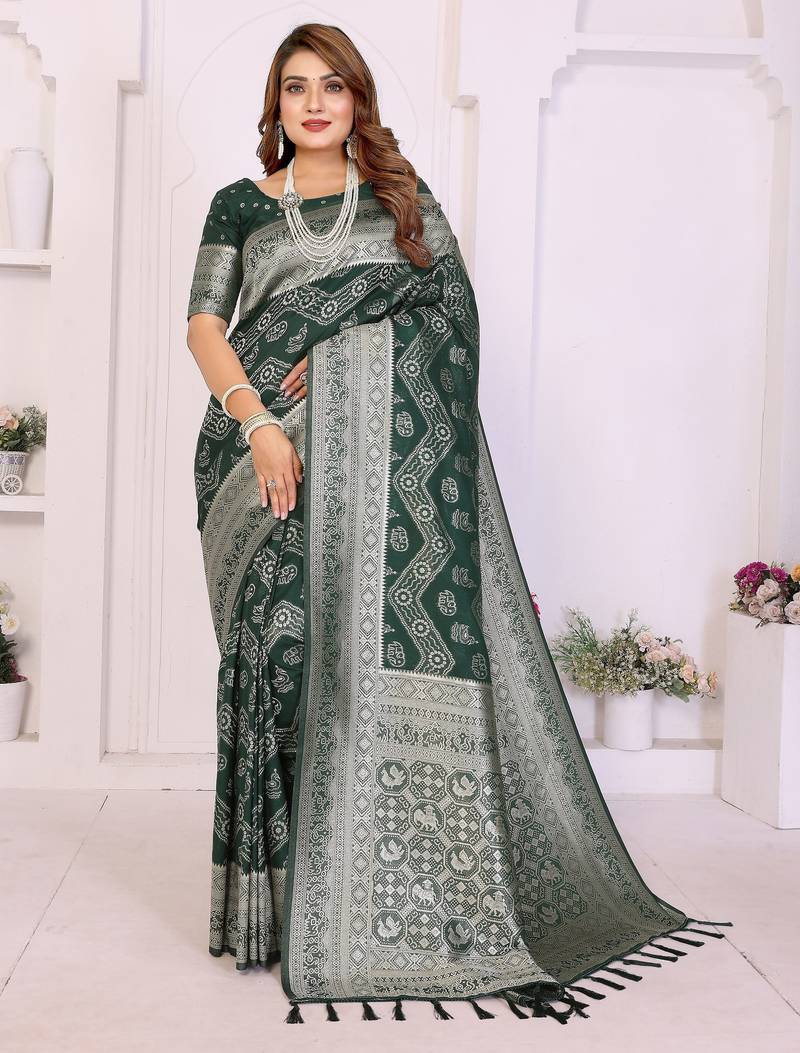 green premium georgette art silk saree