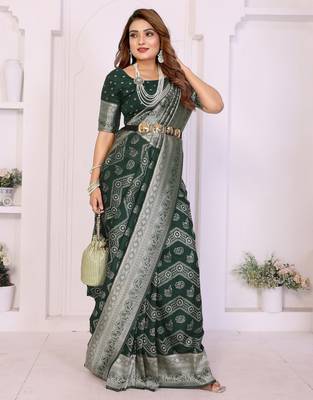 green premium georgette art silk saree 3