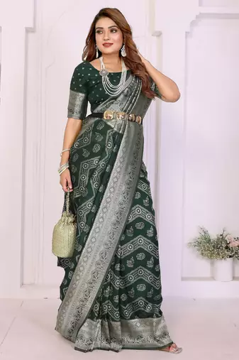 green premium georgette art silk saree