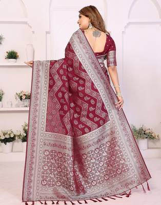 maroon premium georgette art silk saree 2