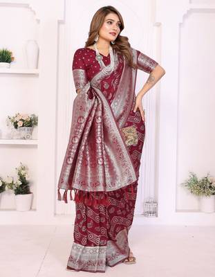 maroon premium georgette art silk saree 3