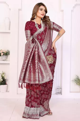 maroon premium georgette art silk saree
