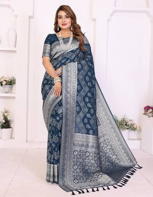 blue premium georgette art silk saree 3