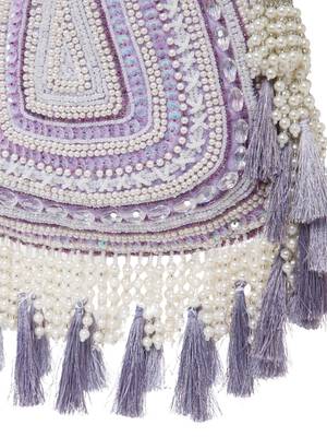 dewdrop fringe light lavender & ivory embellished velvet potli 8