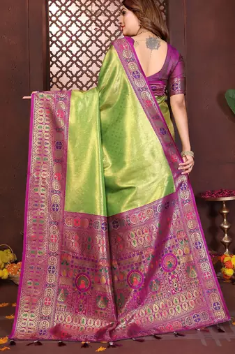 purple banarasi tissue art silk saree