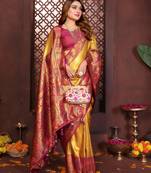 mustard banarasi tissue art silk saree