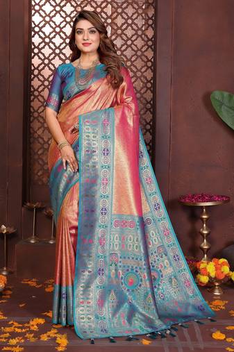 orange banarasi tissue art silk saree