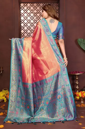 orange banarasi tissue art silk saree