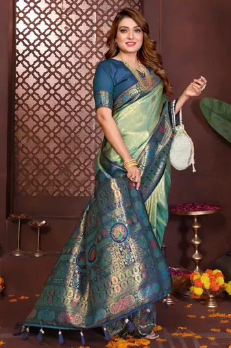 sky_blue banarasi tissue art silk saree