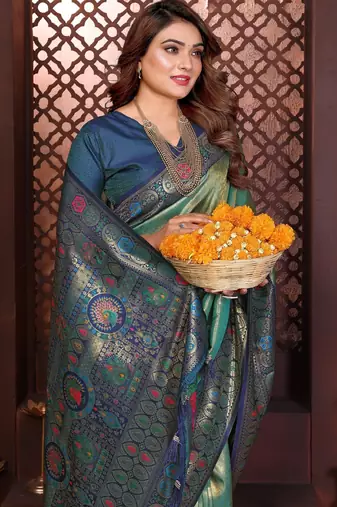 sky_blue banarasi tissue art silk saree
