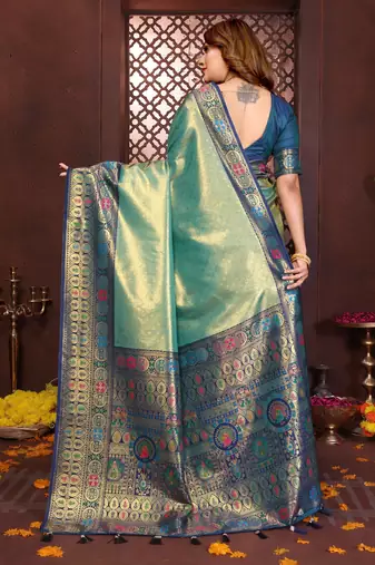 sky_blue banarasi tissue art silk saree