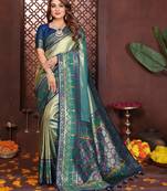 blue banarasi tissue art silk saree