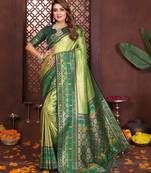green banarasi tissue art silk saree