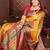 yellow banarasi tissue art silk saree