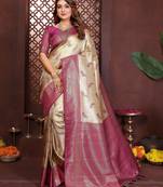 cream banarasi tissue art silk saree