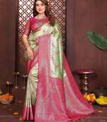 green banarasi tissue art silk saree