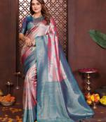 pink banarasi tissue art silk saree