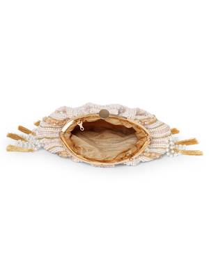 dewdrop fringe champagne gold & ivory embellished velvet clutch 7