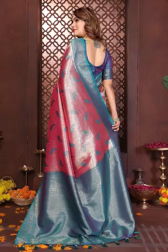pink banarasi tissue art silk saree
