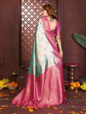 sky_blue banarasi tissue art silk saree 3