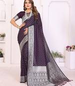 purple premium georgette art silk saree