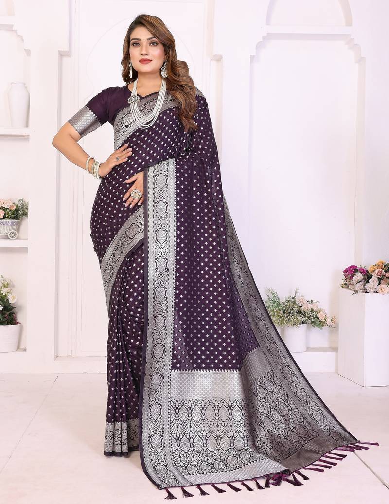 purple premium georgette art silk saree