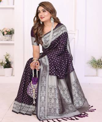 purple premium georgette art silk saree 2