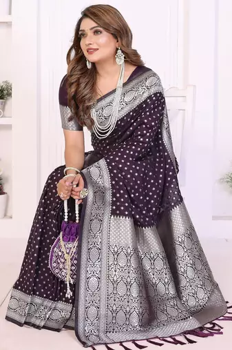 purple premium georgette art silk saree