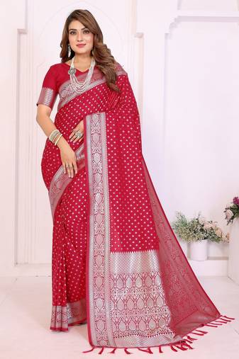 pink premium georgette art silk saree
