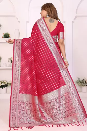 pink premium georgette art silk saree