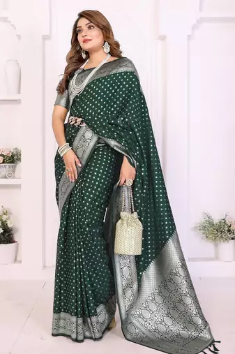 green premium georgette art silk saree