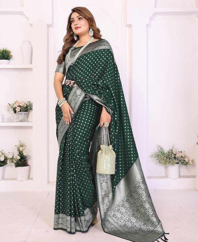 green premium georgette art silk saree