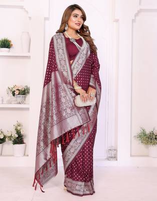 maroon premium georgette art silk saree 2